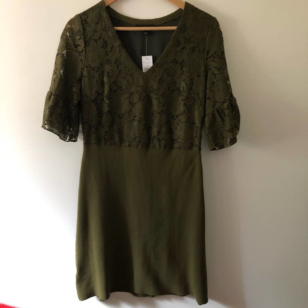 Ann Taylor NWT Moss Green Lace Dress